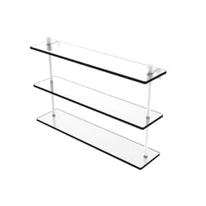 Foxtrot Collection 22 in. Triple Tiered Glass Shelf in Matte White