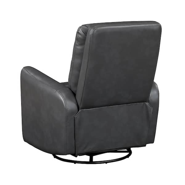 Lazzara Wiley Gray Faux Leather Upholstery Manual Swivel