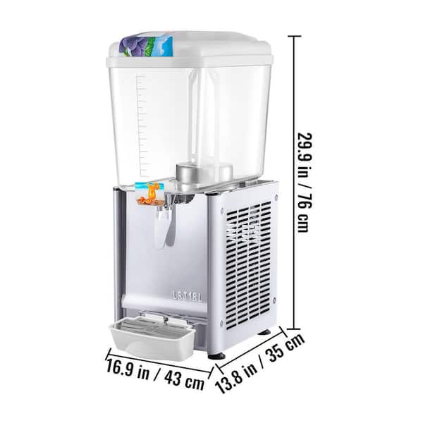 VEVOR 110V Commercial Beverage Dispenser,9.5 Gallon 36L 2 Tanks Juice  Dispenser Commercial,18 Liter Per Tank 300W Stainless Steel Food Grade  Material Ice Tea Drink Dispenser Equipped with Thermostat Controller