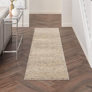 Tranquil Beige/Grey 2 ft. x 7 ft. Geometric Traditional Kitchen Runner Area Rug