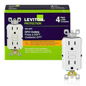 15 Amp 125-Volt Duplex Self-Test Slim GFCI Outlet, White (4-Pack) GFNT1-4W