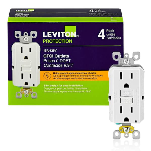 15 Amp 125-Volt Duplex Self-Test Slim GFCI Outlet, White (4-Pack) GFNT1-4W