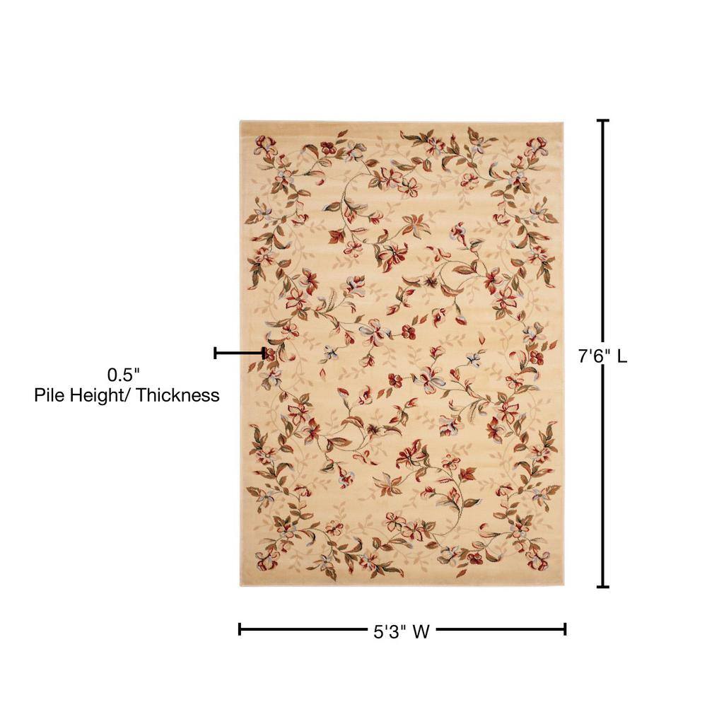Ivory Elegance 59'' Tufted Round Floral Synthetic Area Rug