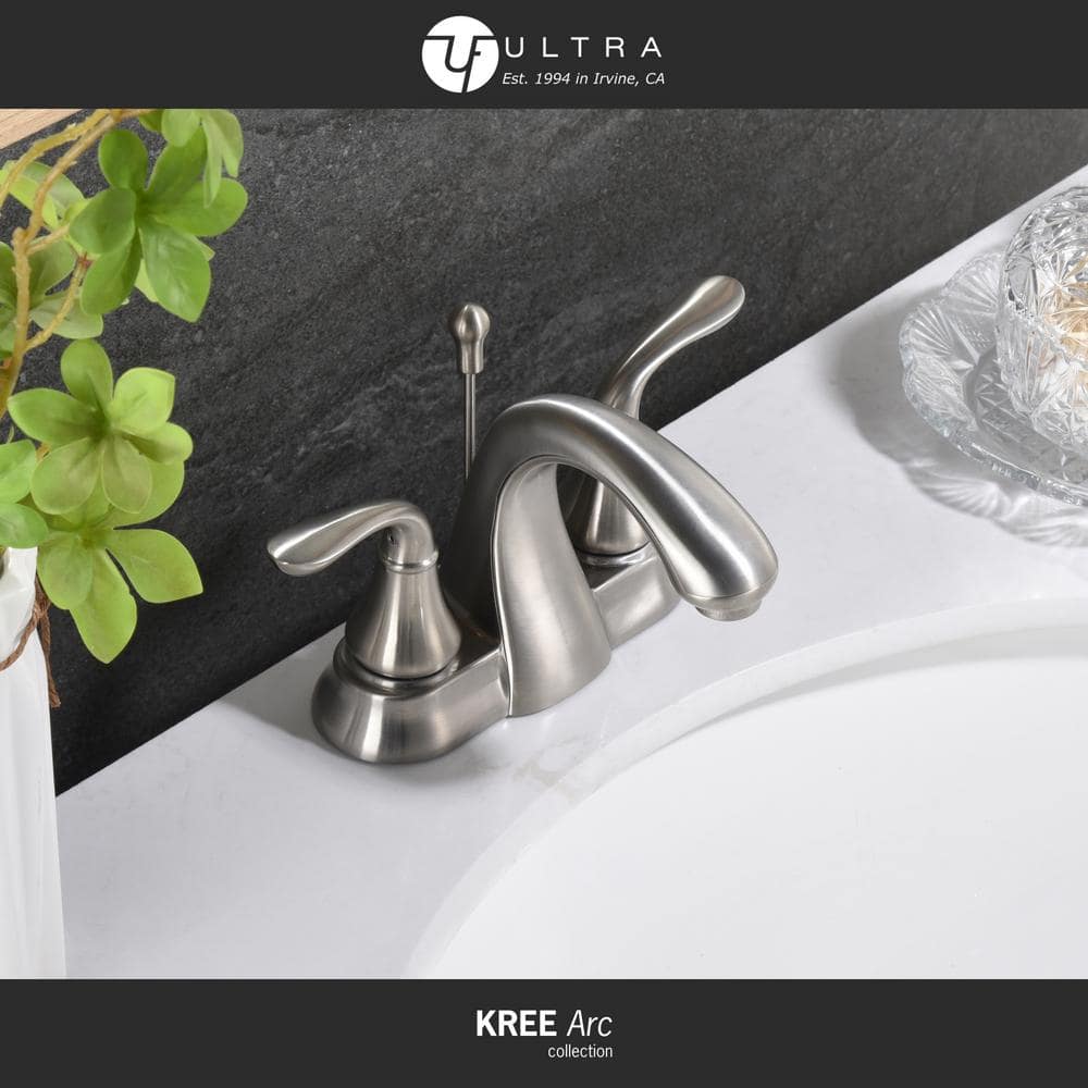 Brushed Nickel Double Handle Centerset Bathroom Faucet