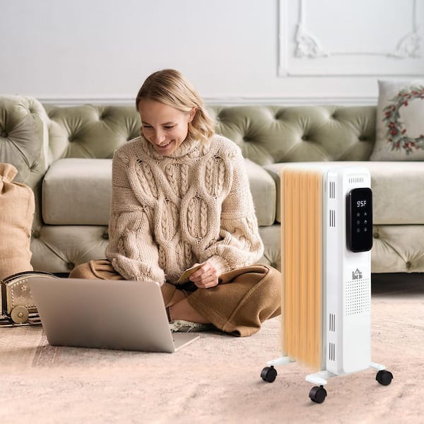 1500-Watt Electric Oil Filled Radiant Space Heater Portable Quiet Radiator Heater with 3 Heat Settings & Safe Protection