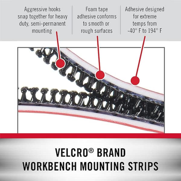 VELCRO VELCRO 1/2 in. W Workbench Mounting Tape 5 ft. of Closure (10 ft. of  Tape) 3/12 Black VEL-30827-USA - The Home Depot