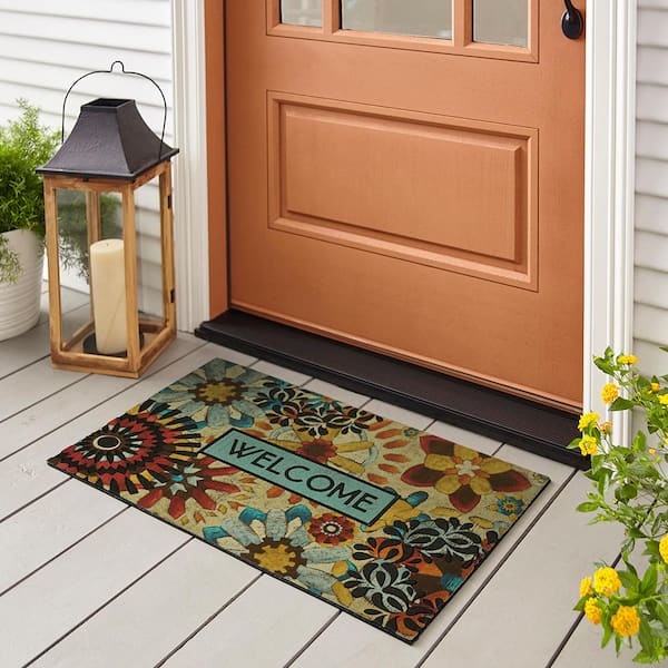 Brick Path Multi Warm Recycled Rubber Wide Doormat
