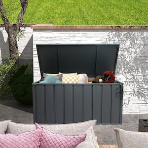 100 Gal. Dark Gray Steel Deck Box with Lockable Lid and Side Handles