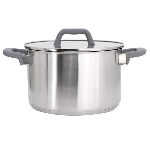6.5 Quart Brushed Stainless Steel Stock Pot with Lid