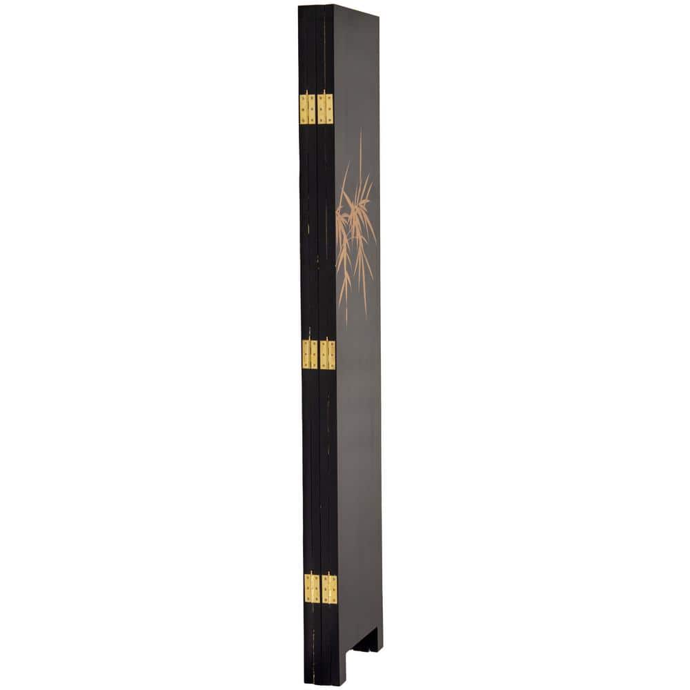 6 Ft. Tall Gold Lacquer Room Divider with Hand-Painted Cranes