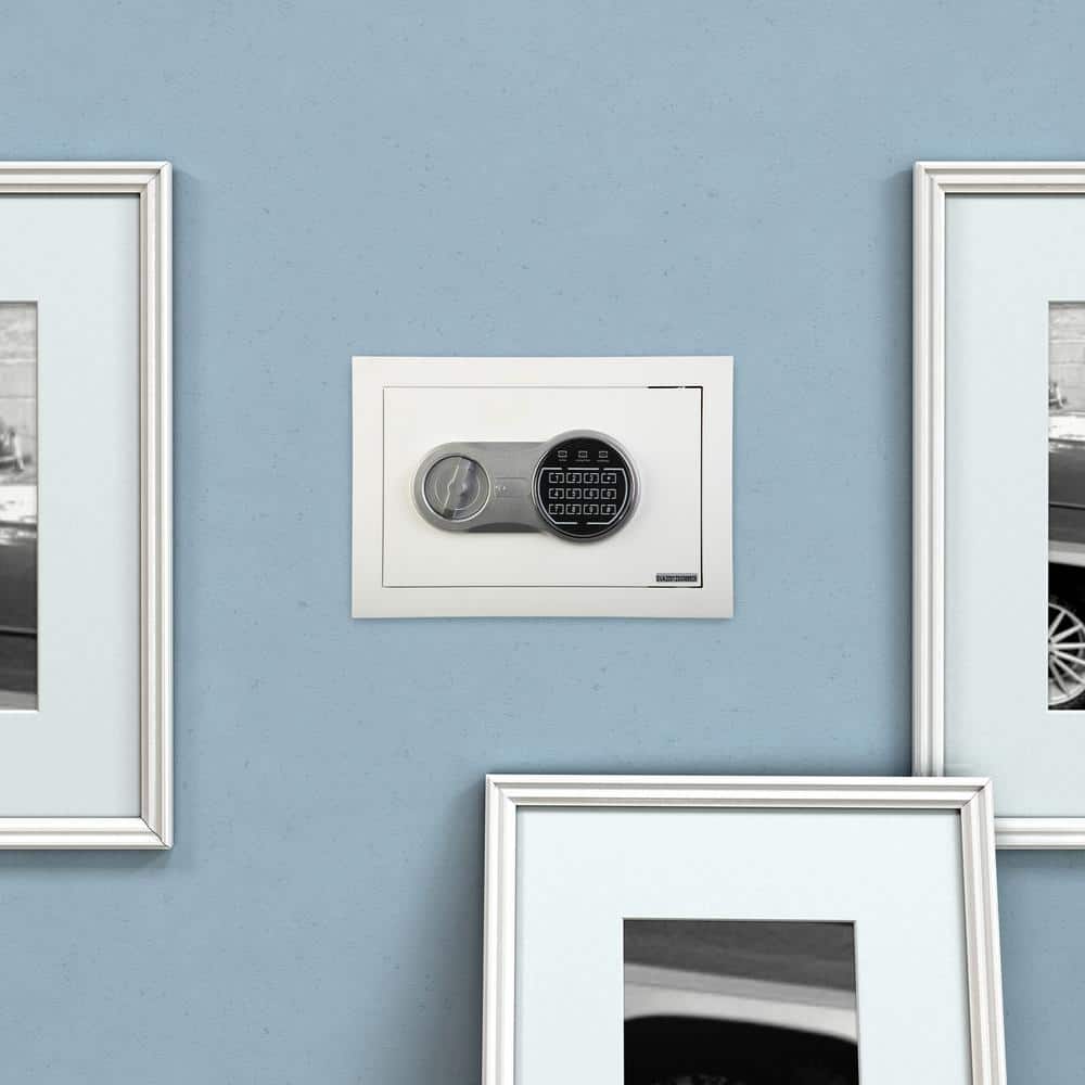 White Digital In-Wall Safe with Keypad and Override Key