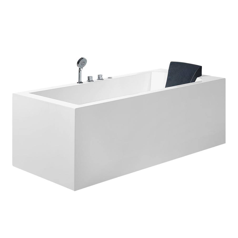 70-Inch White Acrylic Alcove Whirlpool Bathtub with Jets