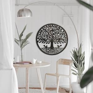 Indoor/Outdoor Birds on Roots Tree of Life Ringed Haitian Steel Drum Wall Art