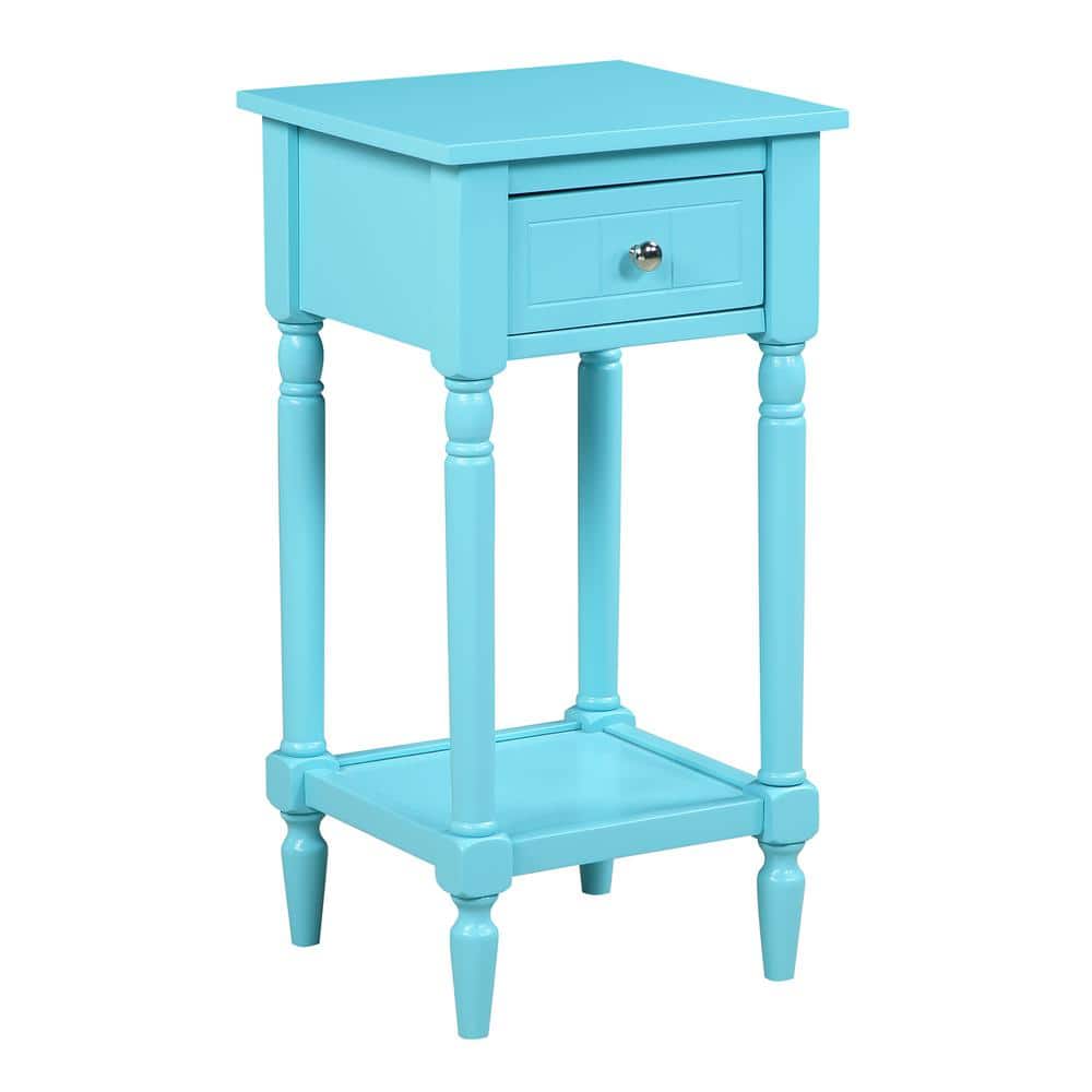 French Country Khloe Sea Foam Accent Table with Storage Shelf