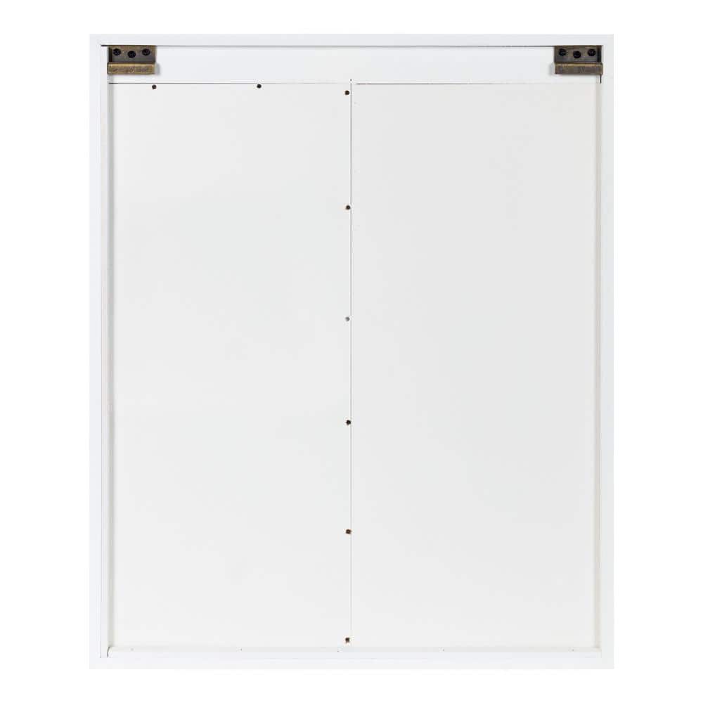 Rustic White Wood Wall Storage Cabinet with Sliding Barn Door and Mirror