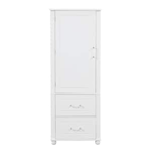 Anky 23 in. W x 15.9 in. D x 61.4 in. H White MDF Freestanding Bathroom Storage Linen Cabinet