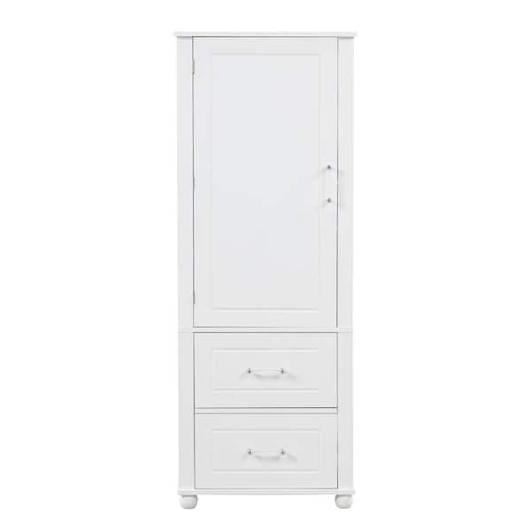 Miscool Anky 23 in. W x 15.9 in. D x 61.4 in. H White MDF Freestanding Bathroom Storage Linen Cabinet