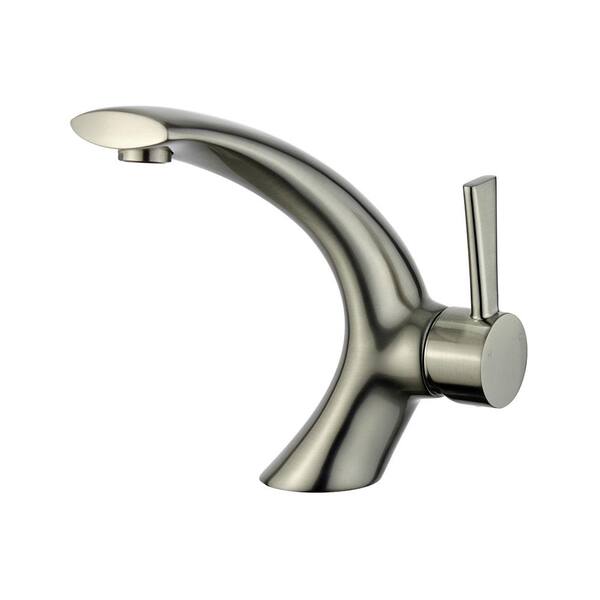 Bellaterra Home Bilbao Single Hole Single-Handle Bathroom Faucet with Overflow Drain in Brushed Nickel