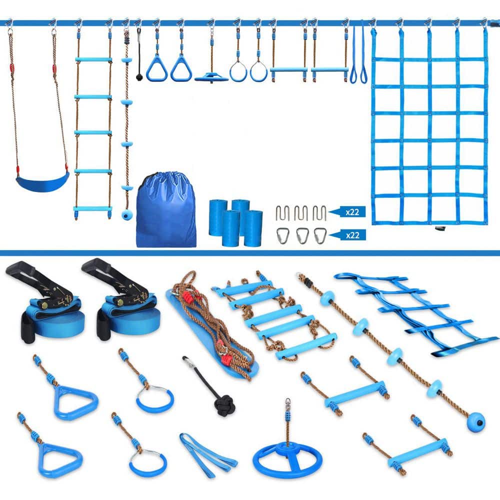 56 ft. Ninja Warrior Obstacle Course Kit with 12 Obstacles