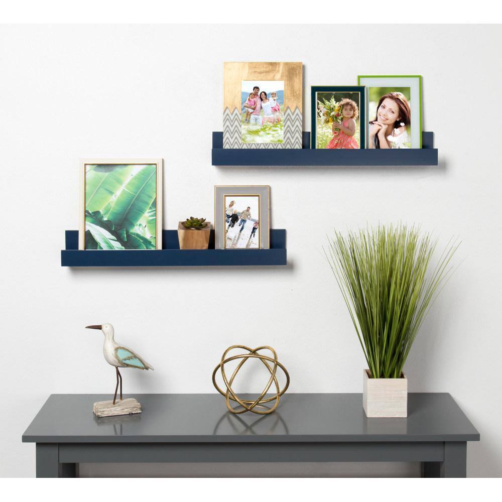 Navy Blue 24" Levie Wood Floating Picture Ledge Wall Shelf Set
