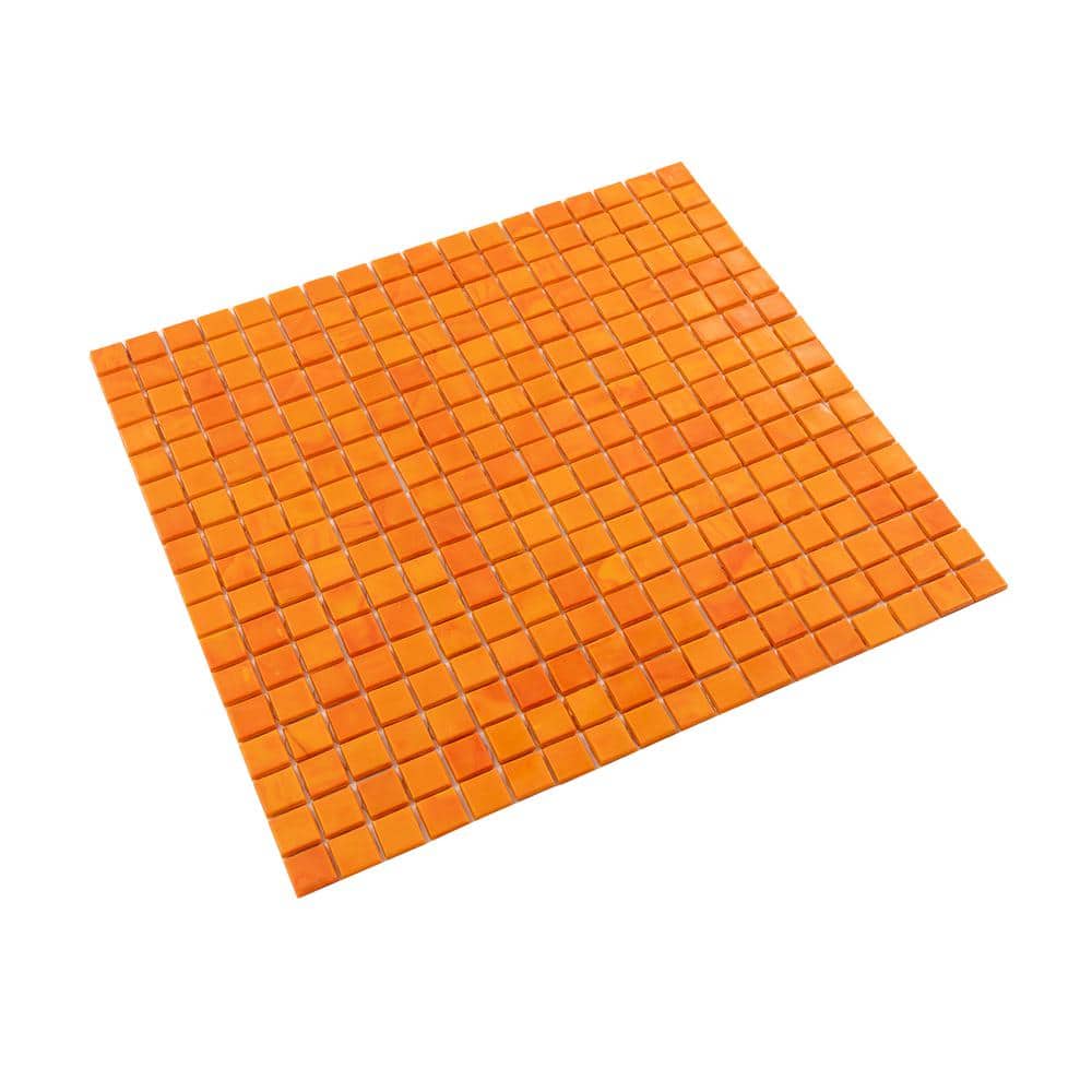 Skosh 11.6" x 11.6" Glossy Orange Glass Mosaic Tile