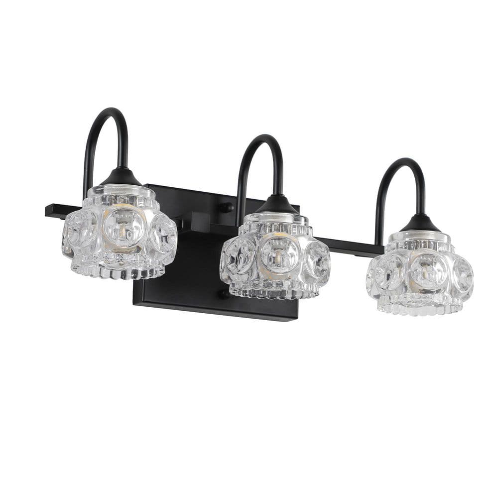 17 in. 3 Light Matte Black Vanity Light with Clear Glass Shade price history on PriceWatchPro