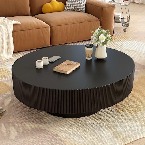 31.5 in. Black Round MDF Coffee Table