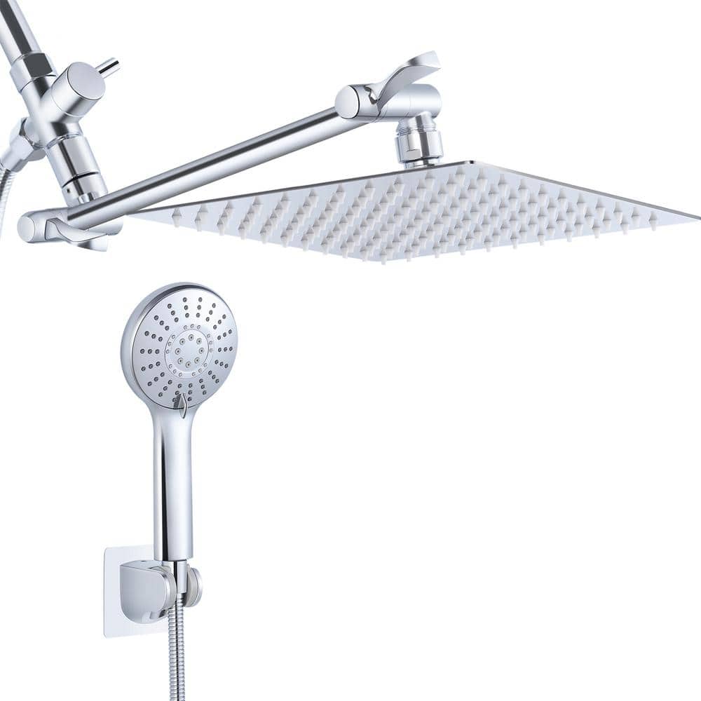 8-spray Patterns 10 in. Wall Mount Dual Shower Head and Handheld Shower Hea