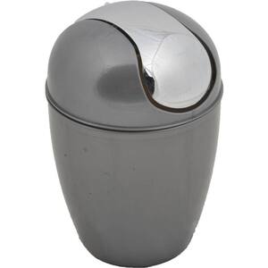 0.5 l/0.3 Gal. Mini Waste Basket for Bath or Kitchen Countertop with Chrome Lid in Grey