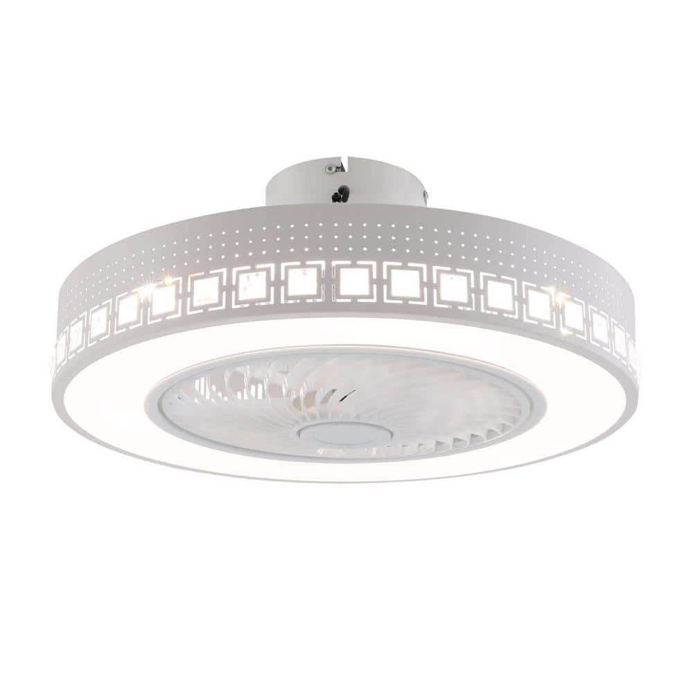 20 in. Indoor White Modern Round 6-Speed Semi-Flush Mount Enclosed Ceiling Fan with 3-Color Integrated LED and Remote price history on PriceWatchPro