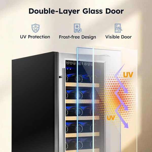 SIMZLIFE 15 in. Single Zone 28-Bottle Built-in/ Freestanding Wine
