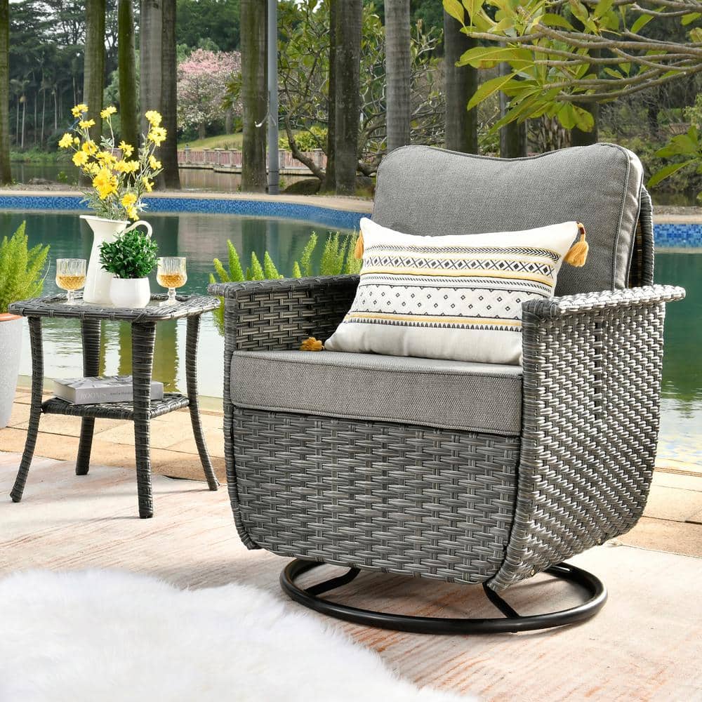 OVIOS Fortune Dark Gray 2Piece Wicker Outdoor Patio Conversation Set