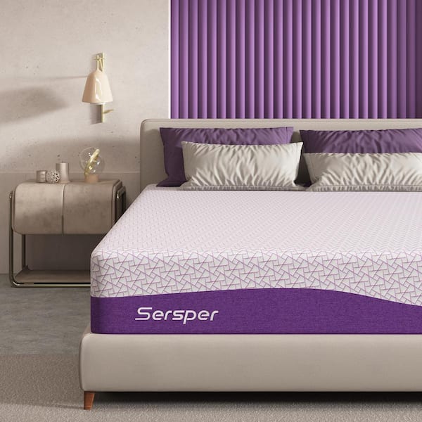 Sersper Purple Style Full Medium Firm Memory Foam 12 In. Bed-in-a-Box ...