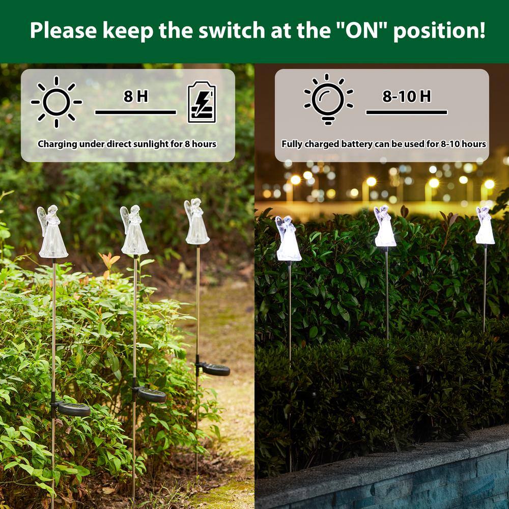 Set of 3 Solar Powered Angel LED Pathway Lights