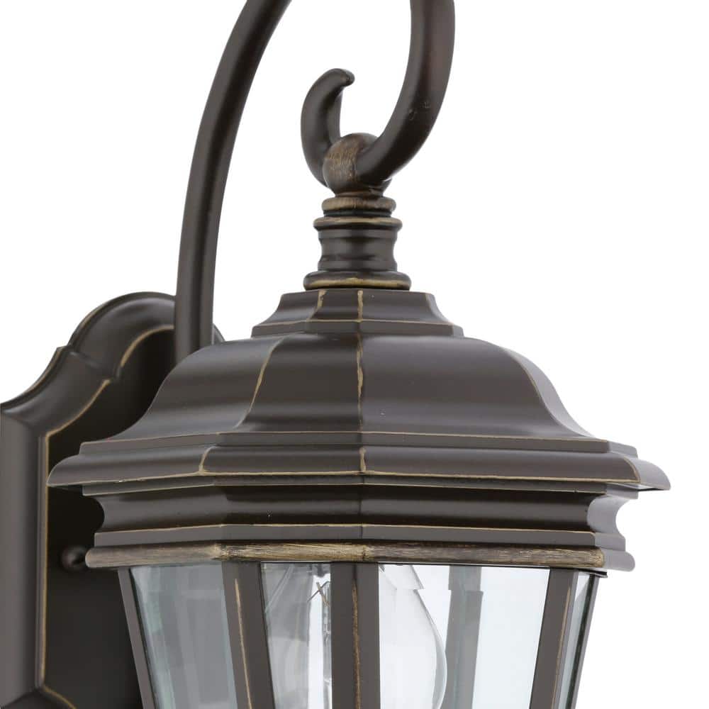 Oil Rubbed Bronze Outdoor Wall Lantern with Clear Glass Panels
