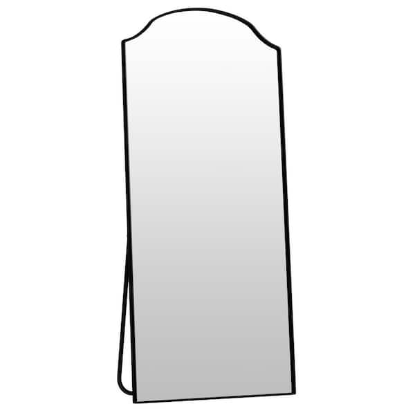 Black 32 in. W x 71 in. H Arched Modern Metal Framed Inward Bending Full Length Mirror Floor Mirror