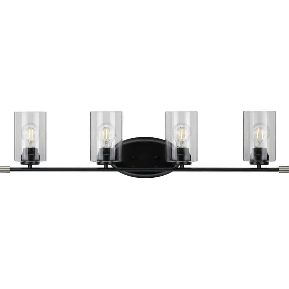 Progress Lighting Riley Collection 4-light Matte Black Clear Glass 