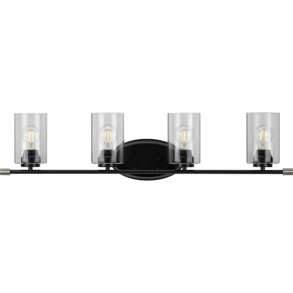 Progress Lighting Riley Collection 4-Light Matte Black Clear Glass ...