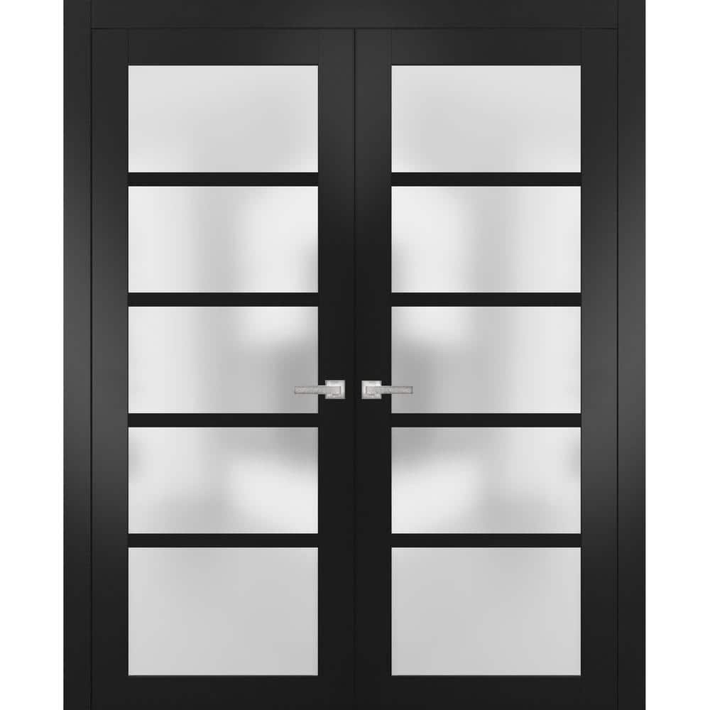 36 in. x 96 in. 2 Panel Black Matte Finished Solid MDF Sliding Door with Hardware price history on PriceWatchPro