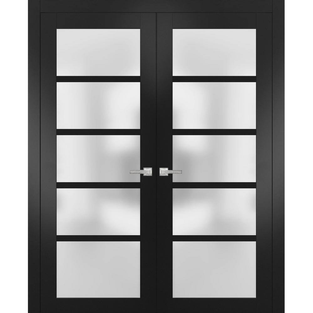 60 in. x 80 in. 2 Panel Black Matte Finished Solid MDF Sliding Door with Hardware price history on PriceWatchPro