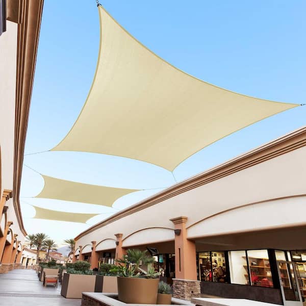 COLOURTREE 12 ft. x 20 ft. 190 GSM Beige Rectangle Sun Shade Sail Screen  Canopy, Outdoor Patio and Pergola Cover TAPR1220-3 - The Home Depot