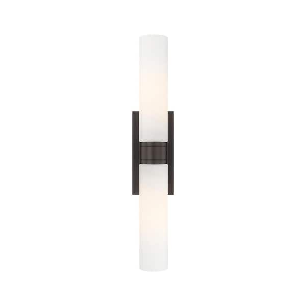 Innovations Ballston Urban 24 in. 2-Light Oiled Brass Vanity Light with Glass Shade