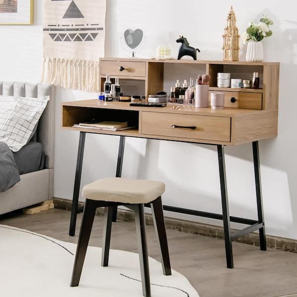 Costway Natural Makeup Vanity Table Computer Writing Desk