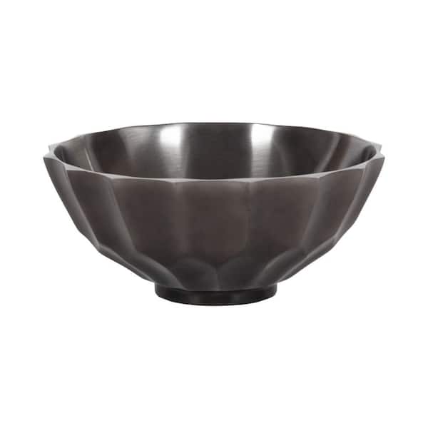 Plete Pewter Silver Scalloped Metal 12 in. Decorative Bowl