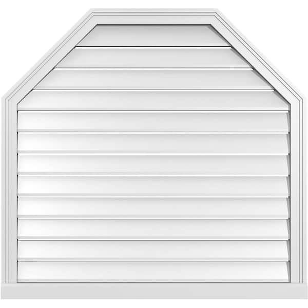 Ekena Millwork 40 in. x 38 in. Octagonal Top Surface Mount PVC Gable Vent: Functional with Brickmould Sill Frame