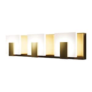 Merrin 24.5 in. 3 Lights Golden LED Bathroom Vanity Light with 3000K Color Temperature Rotatable Light Fixture