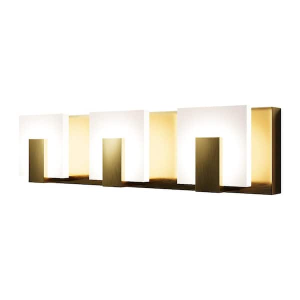 ExBrite Merrin 24.5 in. 3 Lights Golden LED Bathroom Vanity Light with 3000K Color Temperature Rotatable Light Fixture