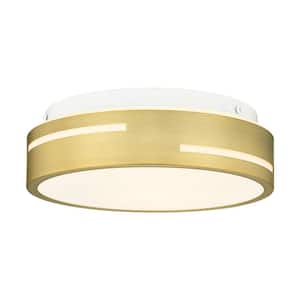 11.8 in. 2-Light Gold Flush Mount Ceiling Light With Frosted Glass
