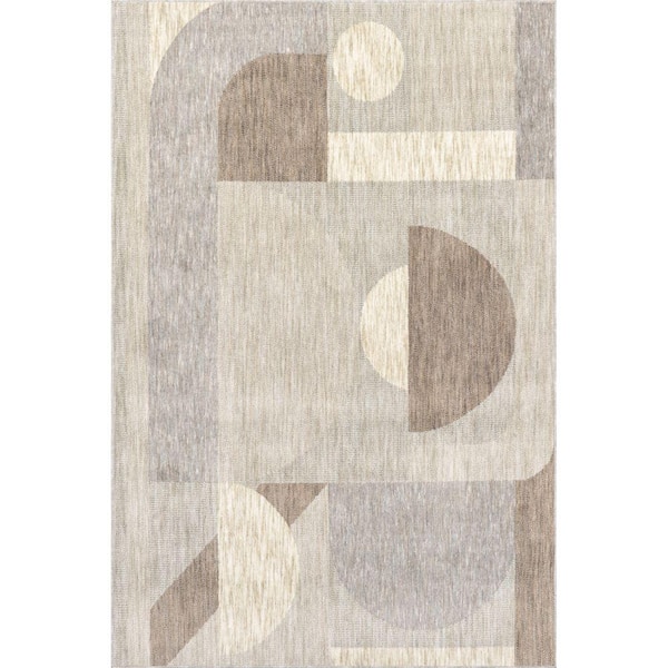 StyleWell Beckett Beige 9 ft. x 12 ft. Modern Geometric Area Rug