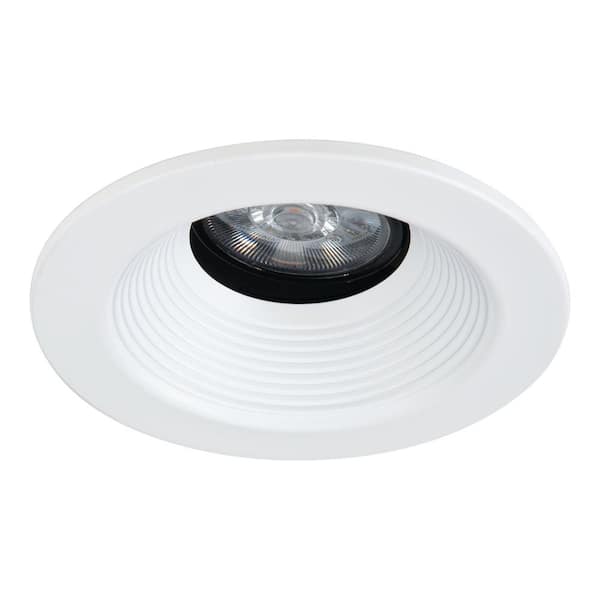 HALO 1441 Series 4 in. White Tiltable Conical Baffle with White Recessed Trim and White Flange